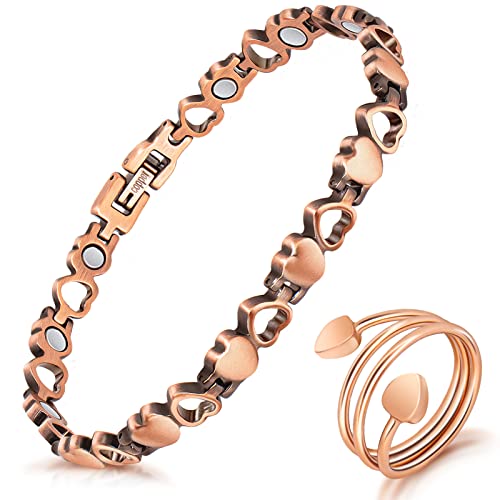 Magnetic Copper Bracelets for Women Lymph Detox Magnetic Bracelets 100 Solid Pure Copper Bracelet with 3500 Gauss Magnets Lymphatic Drainage Ring with Adjustment Tool