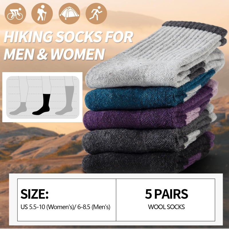 Pleneal Wool Hiking Socks for Women Men - Merino Womens Wool Hiking Socks Winter Warm Thermal Thick Cushion Boot Crew Sock - Image 3