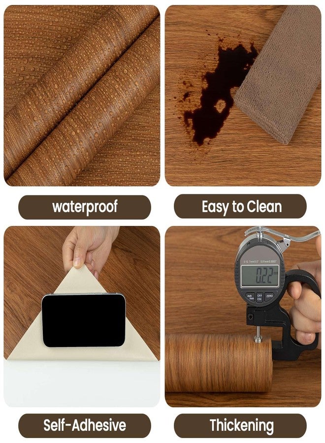 Abyssaly Wood Walnut Conntact Paper Peel and Stick - Brown Wooden Grain Vinyl Wrap Wallpaper Roll - Self Adhesive Kitchen Countertop Waterproof Wall Paper - Removable Cabinet Wall Covering 17.71''x393.7'' - Image 5