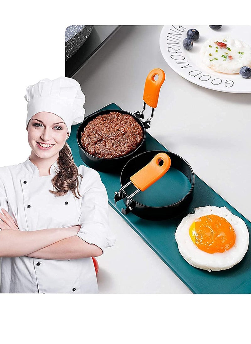 SYOSI 2 Pack Stainless Steel Egg Cooking Rings Set Round Omelette Mold for Frying Egg English Muffins Pancake Sandwiches Breakfast Household Mold Muffins Pancake Sandwich Hamburger  - Image 4