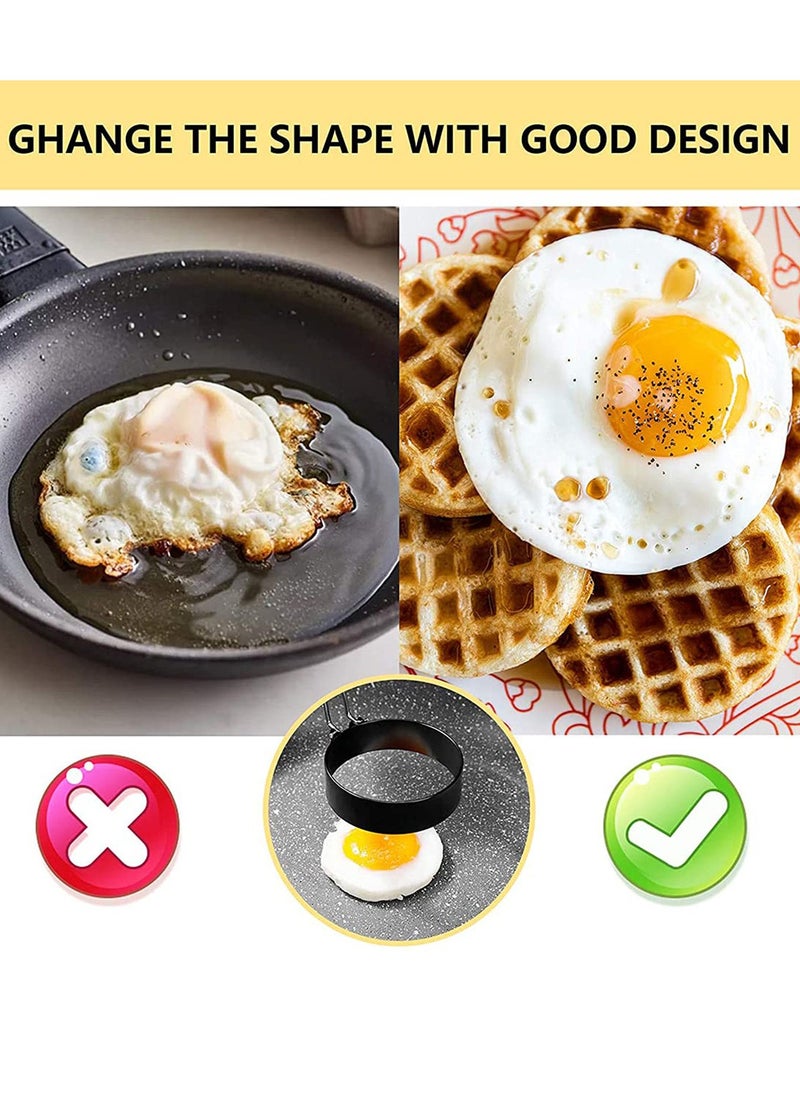 SYOSI 2 Pack Stainless Steel Egg Cooking Rings Set Round Omelette Mold for Frying Egg English Muffins Pancake Sandwiches Breakfast Household Mold Muffins Pancake Sandwich Hamburger  - Image 3