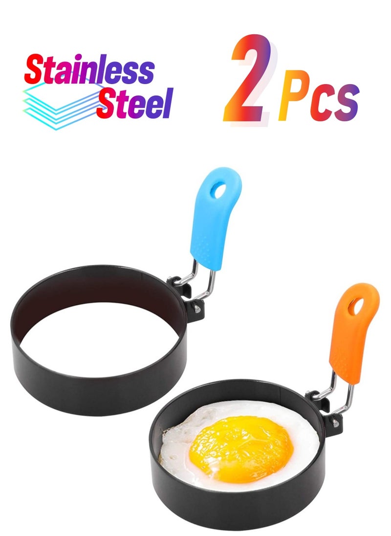SYOSI 2 Pack Stainless Steel Egg Cooking Rings Set Round Omelette Mold for Frying Egg English Muffins Pancake Sandwiches Breakfast Household Mold Muffins Pancake Sandwich Hamburger  - Image 1