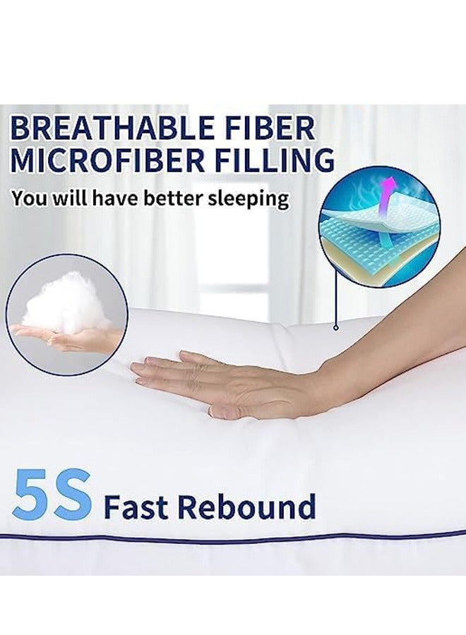 Eworld Premium Down Alternative Filled Bed Pillows, Featuring Breathable Cover, Microfiber Filling and Plush Bounce-Back Design, Hypoallergenic and Luxurious Hotel Quality Pillow Set, White, Pack of 2 & 4 - Image 2