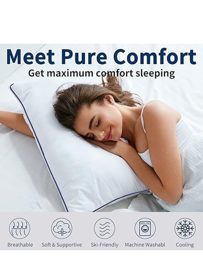 Eworld Premium Down Alternative Filled Bed Pillows, Featuring Breathable Cover, Microfiber Filling and Plush Bounce-Back Design, Hypoallergenic and Luxurious Hotel Quality Pillow Set, White, Pack of 2 & 4 - Image 4