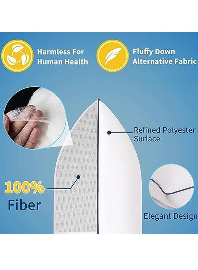 Eworld Premium Down Alternative Filled Bed Pillows, Featuring Breathable Cover, Microfiber Filling and Plush Bounce-Back Design, Hypoallergenic and Luxurious Hotel Quality Pillow Set, White, Pack of 2 & 4 - Image 3