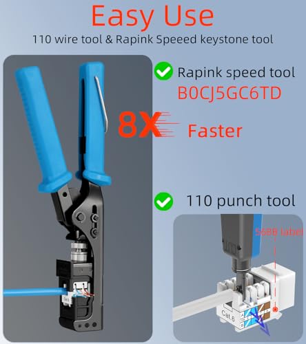 Rapink RJ45 Keystone Jack Cat6 10G Support, Keystone Jacks UTP 50 Pack for Wall Plate and Patch Panel, Rj45 Keystone 90 Degree White Color for Cat6, Cat5e, Cat5 Cabling - Image 4