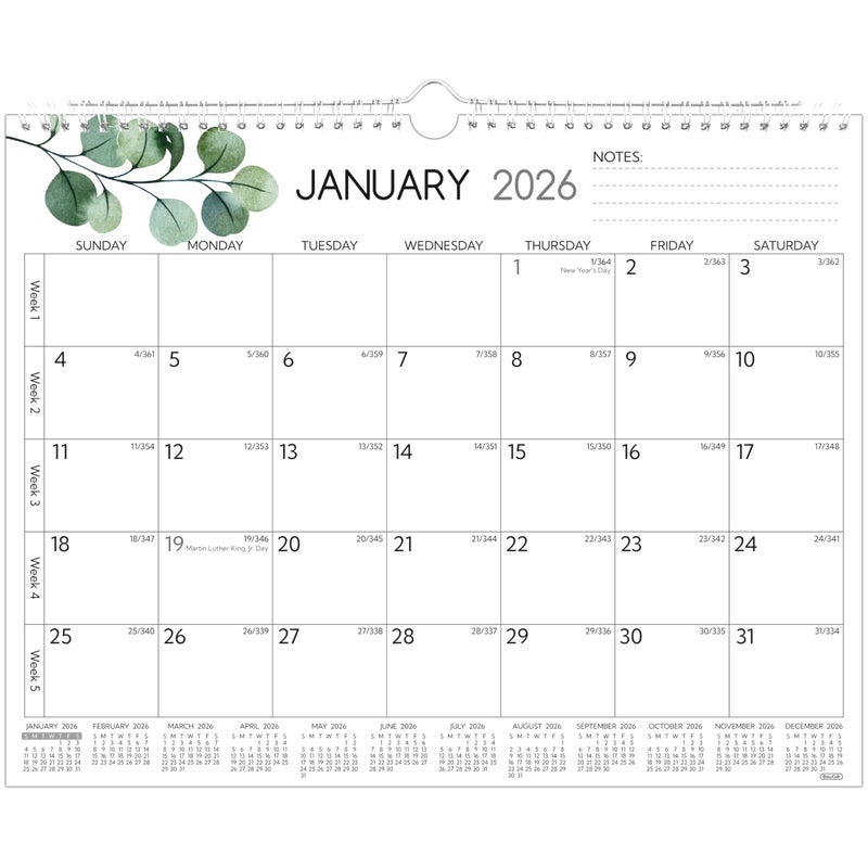 BowCuk Wall Calendar 2025-2026 - 2 Year Calendar 2025-2026, Jan 2025 - Dec 2026, 14.57 x 11.42 In, 2025 Calendar 24 Months, Monthly Calendar 2025, with Large Blocks, Thick Paper, Holidays, To-do List ＆ Notes - Image 1