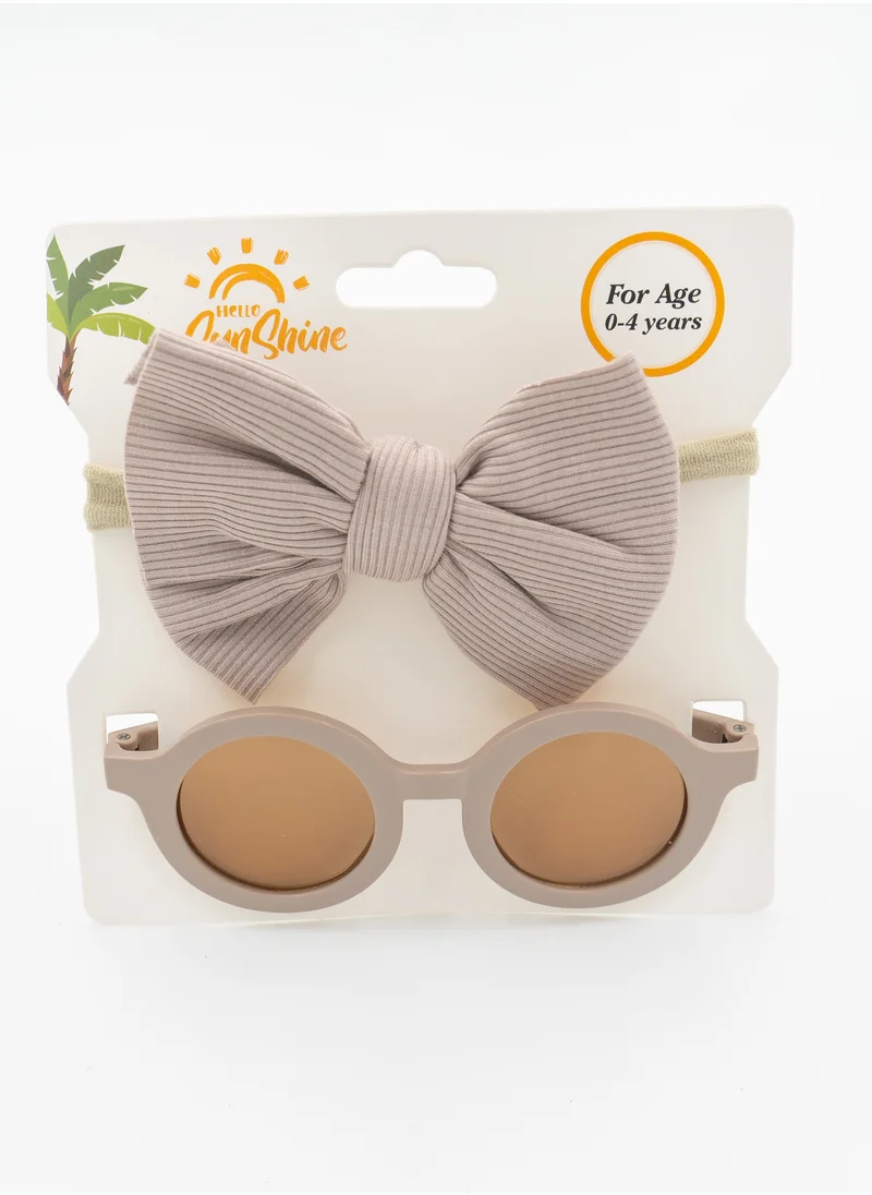 D'Daniela Glasses and Headband Set For Babies and Girls Beige Colour