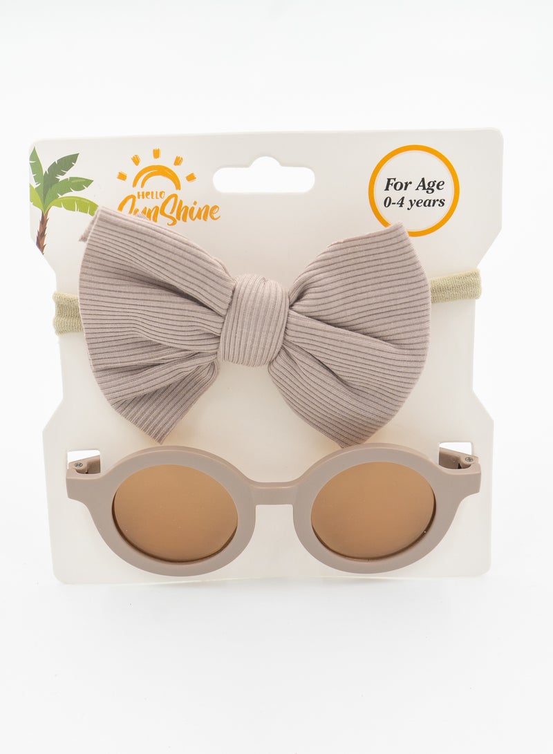 D'Daniela Glasses and Headband Set For Babies and Girls Beige Colour - Image 1