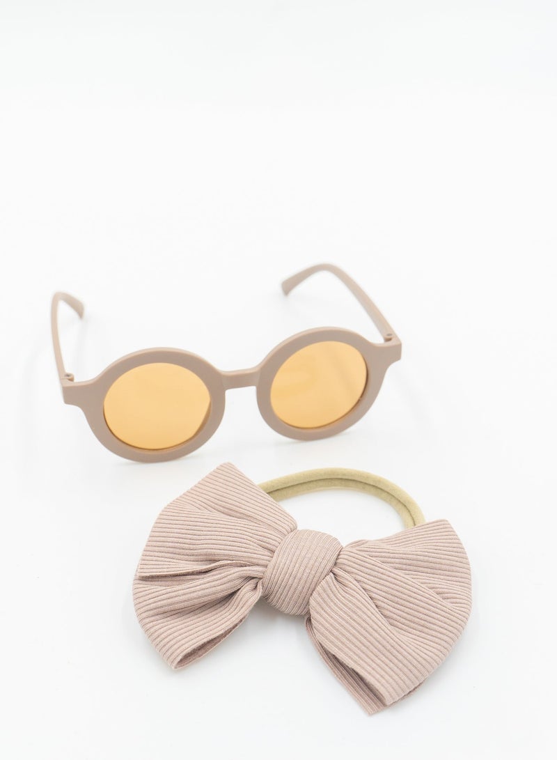 D'Daniela Glasses and Headband Set For Babies and Girls Beige Colour - Image 3