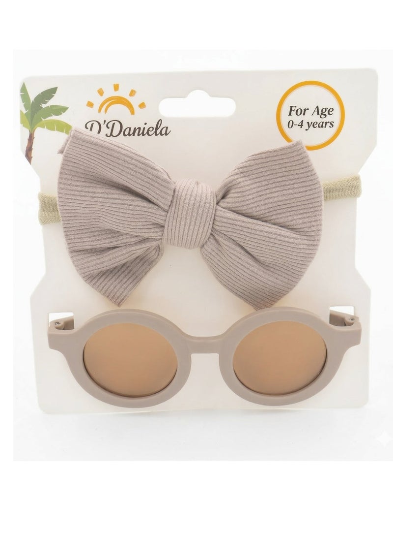 D'Daniela Glasses and Headband Set For Babies and Girls Beige Colour - Image 4