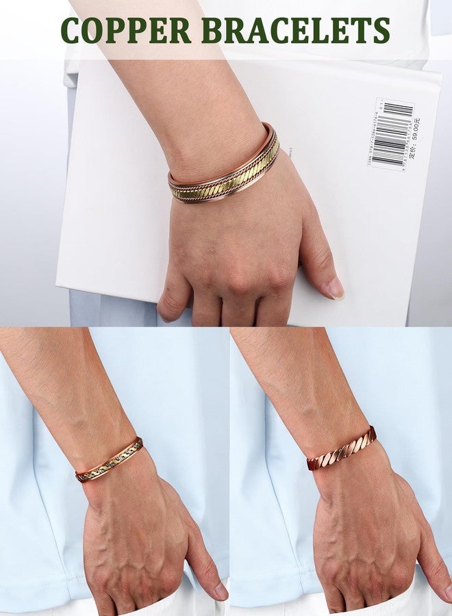 MagEnergy Copper Bracelets for Women Men, Set of 3 Pcs, Magnetic Therapy, Handmade 99% Copper Cuff Bracelet, Jewelry Gift Box - Image 3