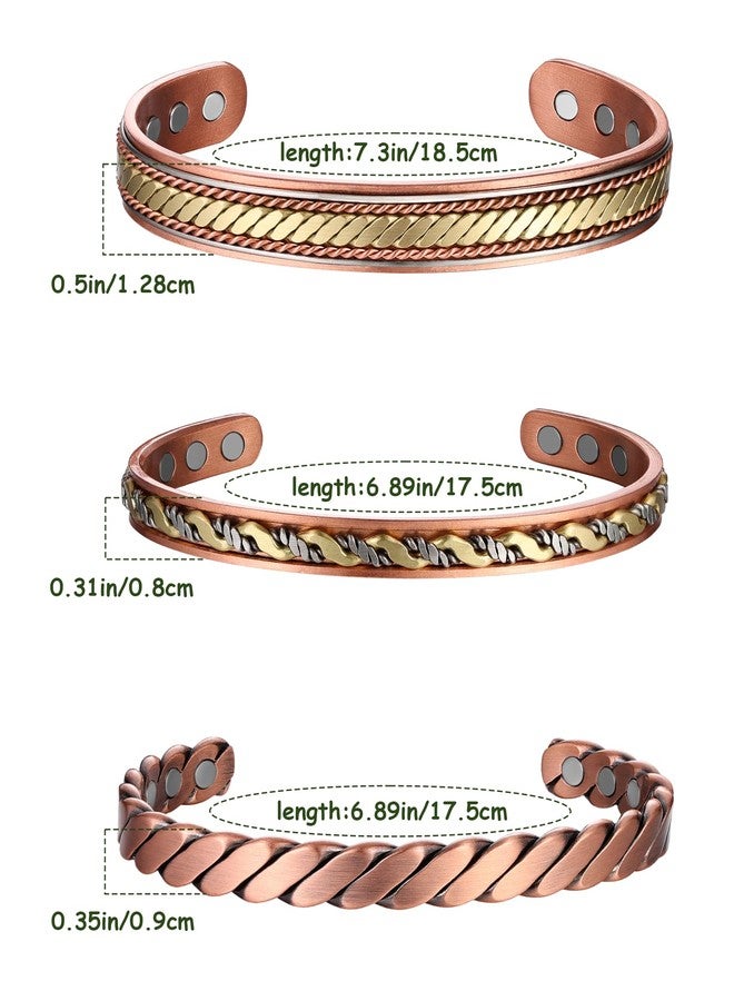 MagEnergy Copper Bracelets for Women Men, Set of 3 Pcs, Magnetic Therapy, Handmade 99% Copper Cuff Bracelet, Jewelry Gift Box - Image 5