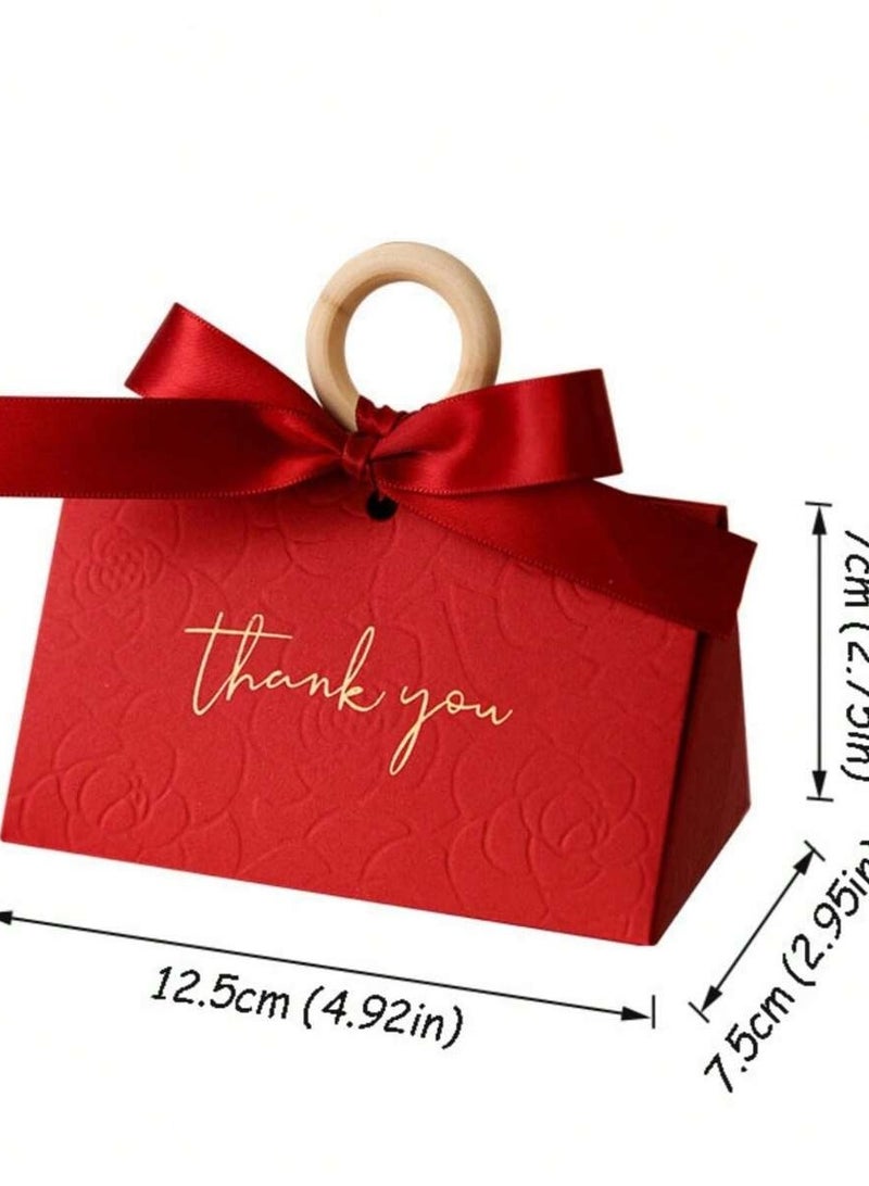 علب توزيعات هدايا لمناسبات التخرج والخطوبه واعياد الميلاد بتصميم عبارة شكرا لك مزين بفيونكه لطيفه  10 علب - Image 3