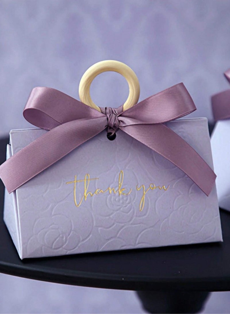 علب توزيعات هدايا لمناسبات التخرج والخطوبه واعياد الميلاد بتصميم عبارة شكرا لك مزين بفيونكه لطيفه  10 علب - Image 2
