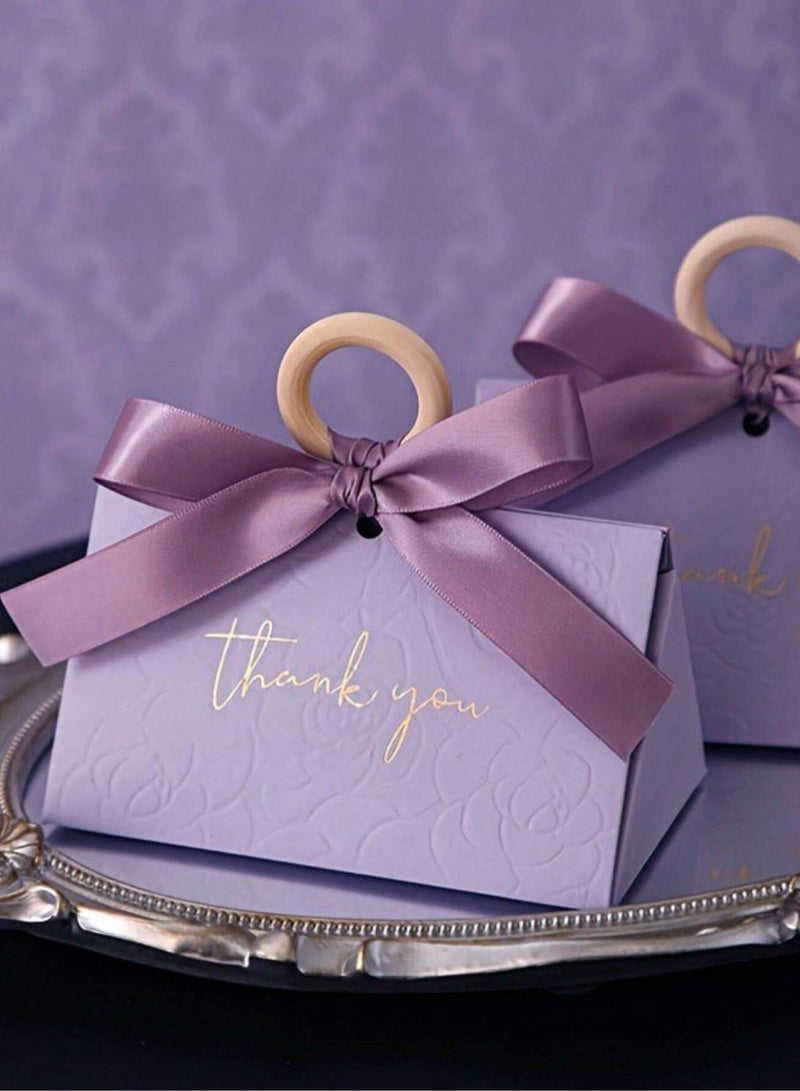 علب توزيعات هدايا لمناسبات التخرج والخطوبه واعياد الميلاد بتصميم عبارة شكرا لك مزين بفيونكه لطيفه  10 علب - Image 1