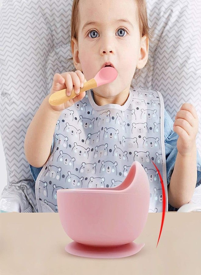NOWFLY Baby Feeding Bowl and Spoon | Silicone Suction Baby Bowl | BPA Free Microwave Safe Feeding Set (Pink) - Image 5