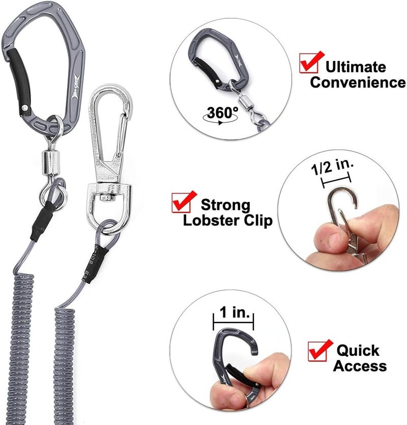 Hercules M4 Fishing Lanyard, Fishing Pole Tether, Kayak Paddle Leash, Heavy Duty Retractable Coiled Lanyard for Fishing, Rods, Pliers, Boating, Paddles, Kayak - Image 3