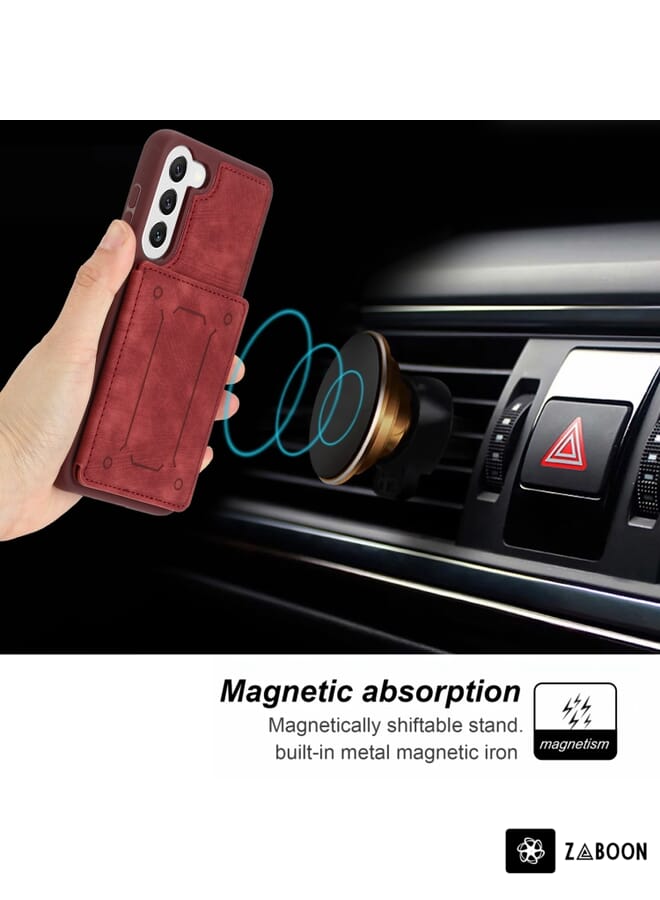 زبون جراب هاتف بمحفظة وغطاء خلفي مغناطيسي لهاتف Samsung Galaxy S21 FE 5G Dream (أحمر) - Image 5