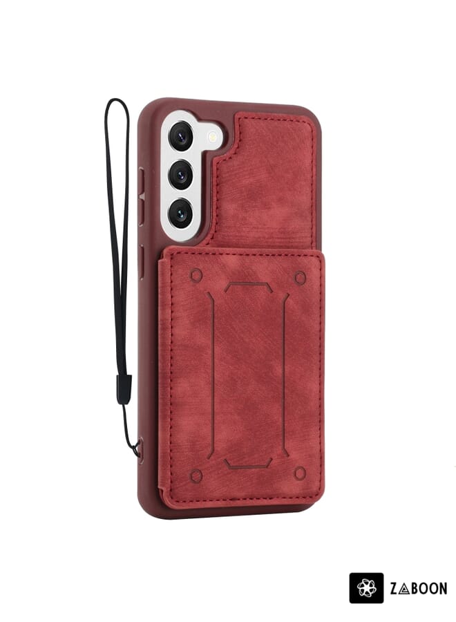 زبون جراب هاتف بمحفظة وغطاء خلفي مغناطيسي لهاتف Samsung Galaxy S21 FE 5G Dream (أحمر) - Image 2