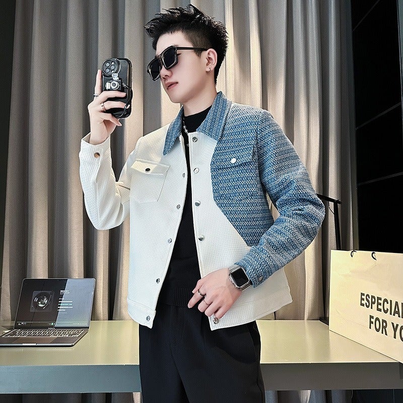 Korean-Style Light Luxury Stitching Trendy New-Style Handsome Jacket Jacket Fashion All-Match Niche Design Sense Casual Jacket - Image 4