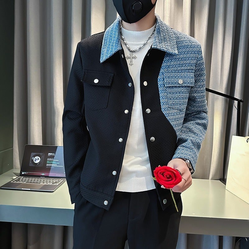 Korean-Style Light Luxury Stitching Trendy New-Style Handsome Jacket Jacket Fashion All-Match Niche Design Sense Casual Jacket - Image 1