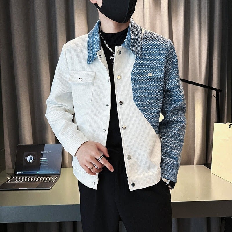 Korean-Style Light Luxury Stitching Trendy New-Style Handsome Jacket Jacket Fashion All-Match Niche Design Sense Casual Jacket - Image 2