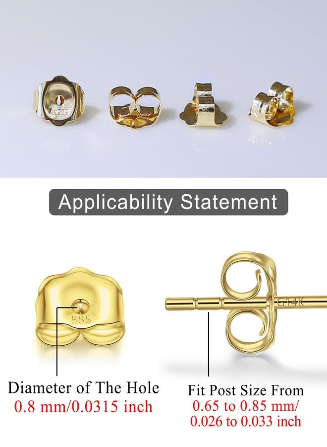 Lulau Gold Earring Backs 14K Real 0.17 Grams AU585 Butterfly Yellow Solid Earrings Backs Replacements for Studs 585 Hypoallergenic Pierced Secure (14K Yellow Gold) - Image 3