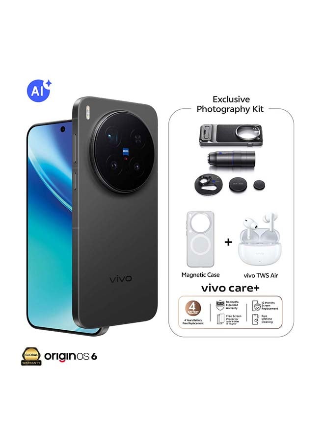 فيفو X300 برو 5G ثنائي الشريحة أسود شبح 16 جيجابايت رام 512 جيجابايت مع مجموعة تصوير حصرية + غلاف مغناطيسي + vivo TWS Air وضمان 30 شهر + 1 سنة استبدال الشاشة - النسخة الشرق أوسطية - Image 1