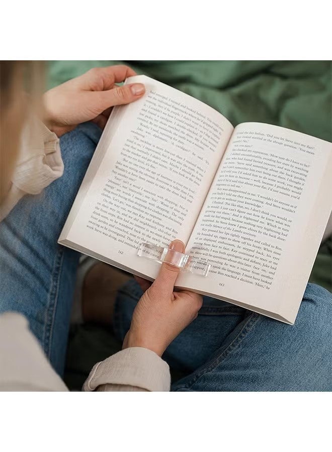 واي جيه حامل صفحة الكتاب للقراءة، أداة توزيع أكريليكية واضحة مع حلقة إبهام أو إصبع، إشارة مرجعية للقارئ النشط، صغير الحجم وقابل للحمل للورقة ذات الغلاف الورقي أو الأغلفة الصلبة (بسمك 10 ملم، متوسط) - Image 4