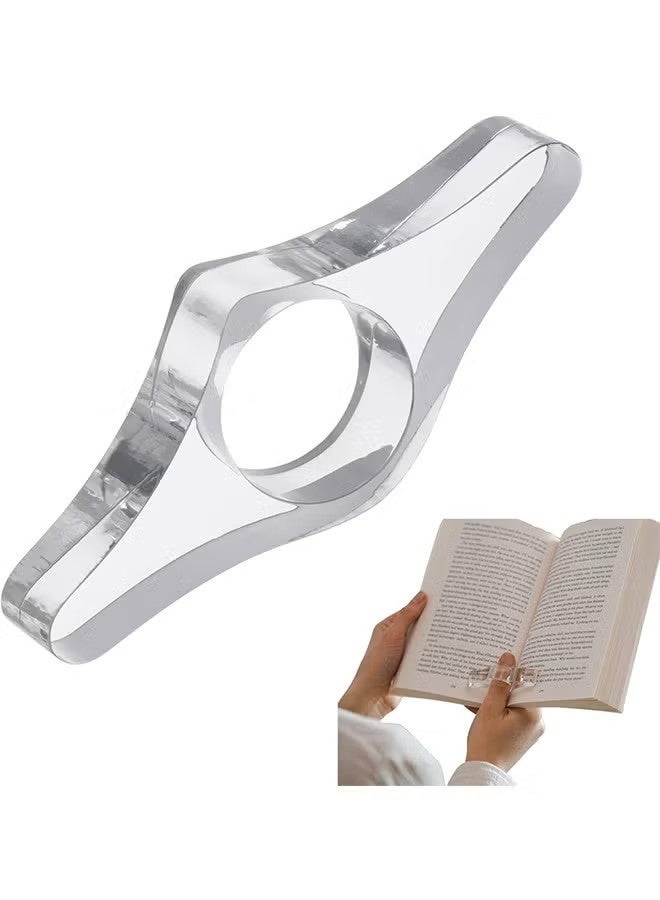 واي جيه حامل صفحة الكتاب للقراءة، أداة توزيع أكريليكية واضحة مع حلقة إبهام أو إصبع، إشارة مرجعية للقارئ النشط، صغير الحجم وقابل للحمل للورقة ذات الغلاف الورقي أو الأغلفة الصلبة (بسمك 10 ملم، متوسط) - Image 1