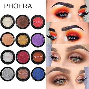 PHOERA Super Vibrant UltraMetallic Eyeshadow Long Lasting Waterproof Shimmer High Pigment Glitter Eye Shadow Palette Cosmetic Makeup AQUAPURITY 122 SALMON - Image 5