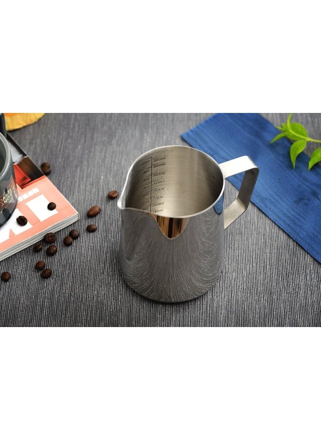 Apexstone Apexstone Espresso Steaming Pitcher, Espresso Milk Frothing Pitcher, Coffee Milk Frothing Cup, Coffee Steaming Pitcher 20 oz Silver EMF-CC-26  - Image 5