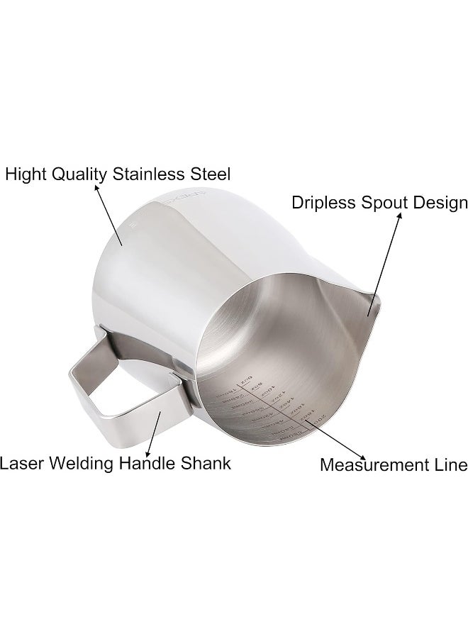 Apexstone Apexstone Espresso Steaming Pitcher, Espresso Milk Frothing Pitcher, Coffee Milk Frothing Cup, Coffee Steaming Pitcher 20 oz Silver EMF-CC-26  - Image 4