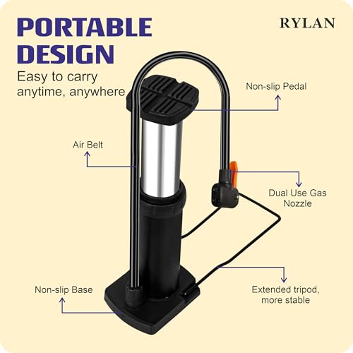 Rylan Bicycle and Bike Foot Balloon Pump Machine for Football, Cycle Tyre - Image 4
