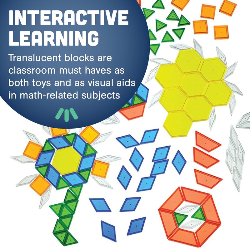 Constructive Playthings EDX-147 Translucent Pattern Blocks Set - 147 Pieces in Various Shapes and Colors - Image 4