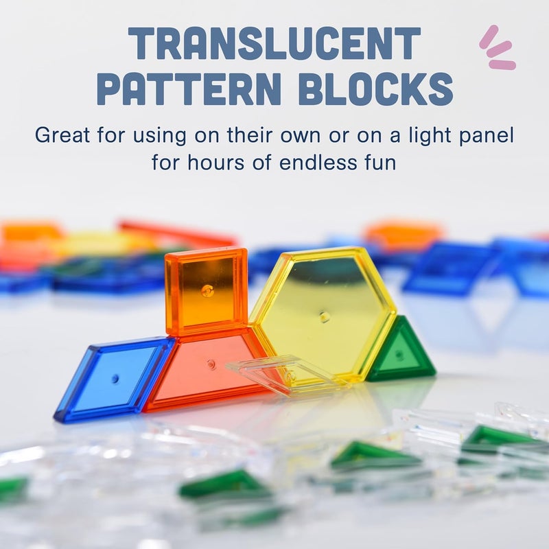 Constructive Playthings EDX-147 Translucent Pattern Blocks Set - 147 Pieces in Various Shapes and Colors - Image 3