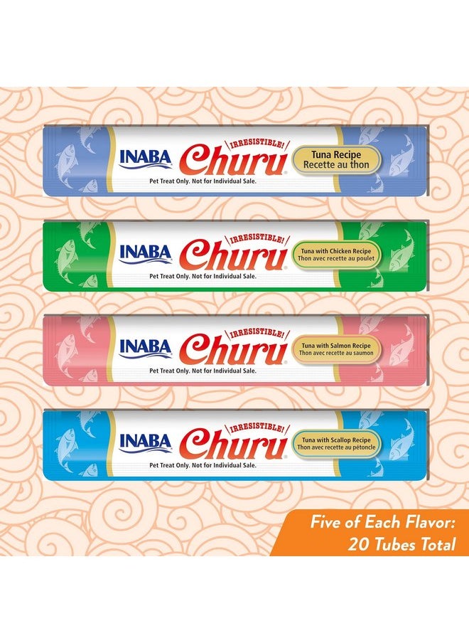 إينابا مكافآت القطط من INABA Churu، مكافآت قطط كريمية قابلة لللعق والضغط مع مستخلص الشاي الأخضر والتورين، 0.5 أونصة لكل أنبوب، 20 أنبوبًا، كيس من أنواع التونة (مع سمك السلمون)  - Image 3