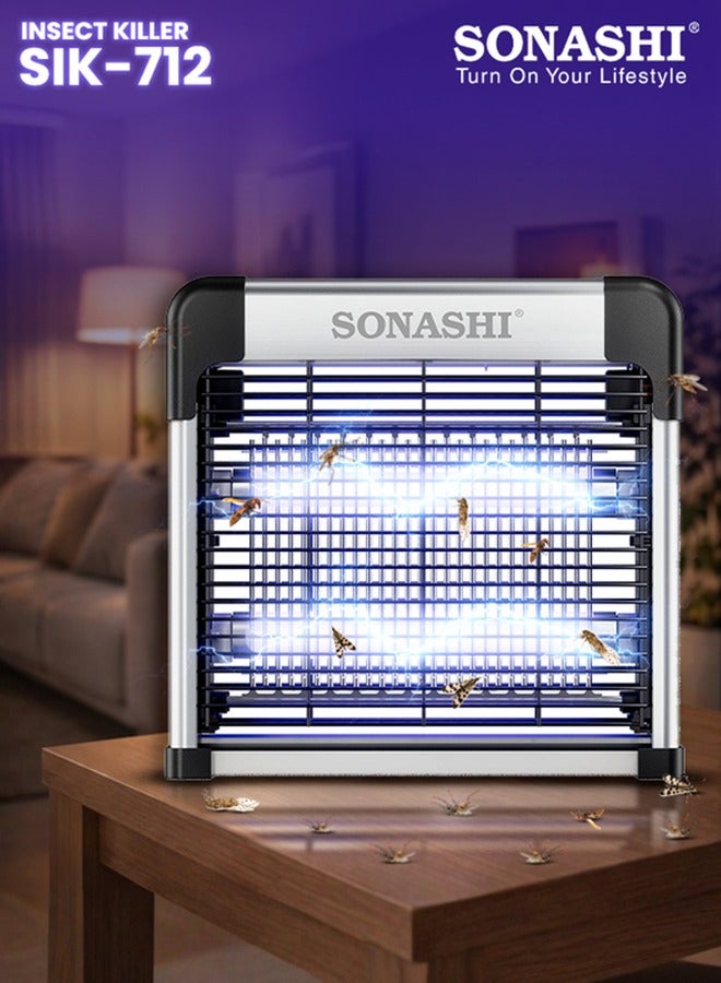 SONASHI Electric Insect Killer 12W | 2x T5 UV-A Tubes | 1800-2500V High Voltage Grid | 30m² Coverage | Removable Collection Tray | Easy Installation & Hanging Chain | 220-240V 50/60Hz SIK-712 20 W SIK-712N Black - Image 1