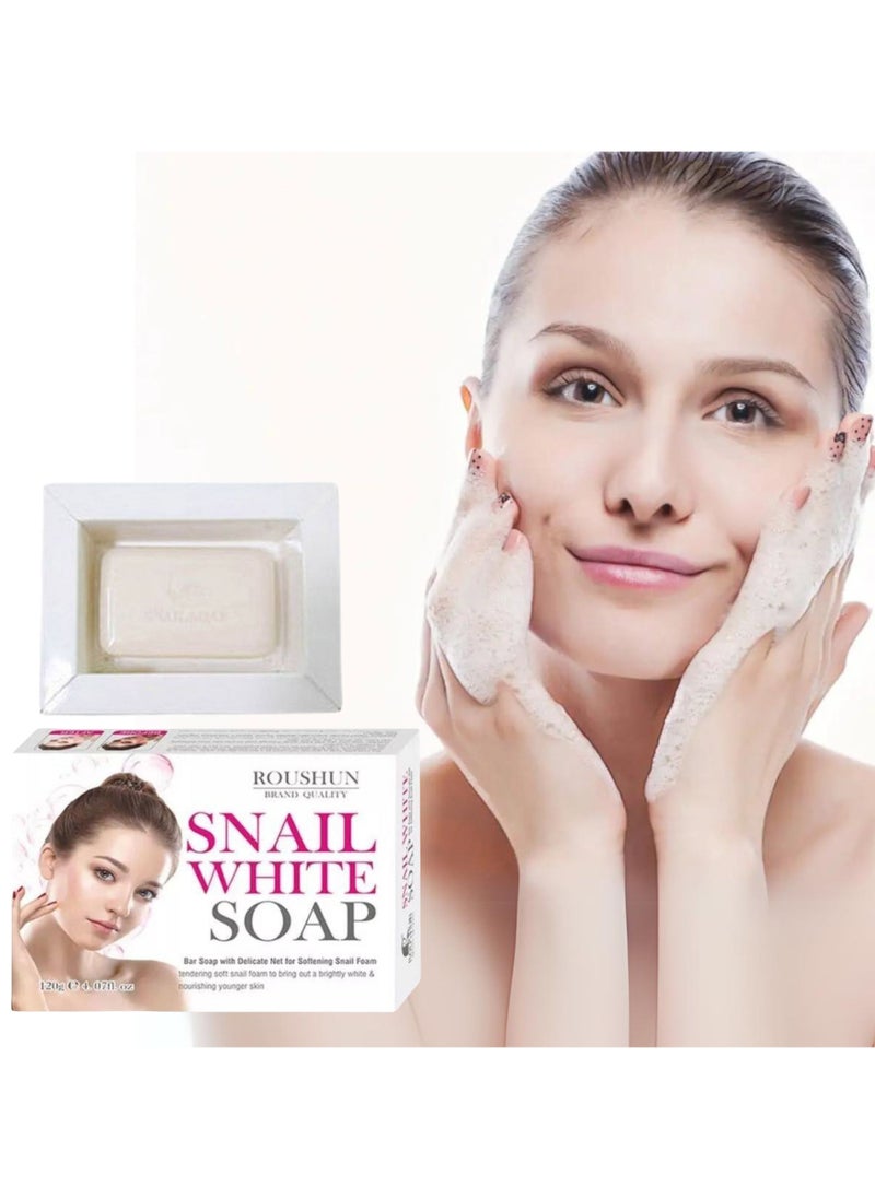 D Beauty - Snail White Soap for Body and Face, Deep Cleaning Skin Brightening Soap, Repair Skin Damage Remove Dark Spots Moisturizing Oil Control, Radiance Skin, Uneven Skin Tone Glowing Soap 120grams / 4.23 oz - Image 1