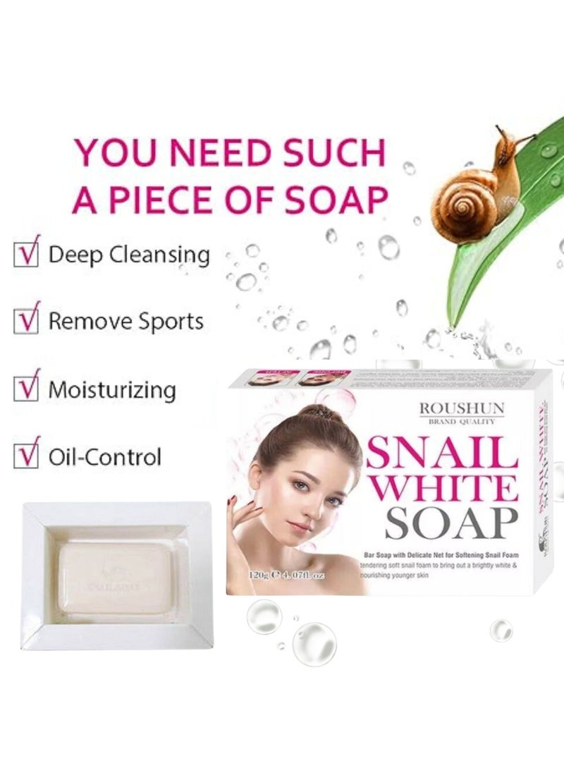 D Beauty - Snail White Soap for Body and Face, Deep Cleaning Skin Brightening Soap, Repair Skin Damage Remove Dark Spots Moisturizing Oil Control, Radiance Skin, Uneven Skin Tone Glowing Soap 120grams / 4.23 oz - Image 1