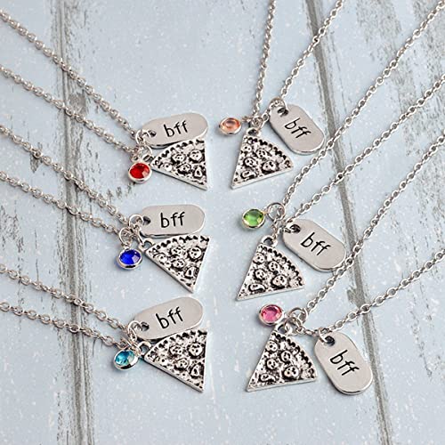 YOIVY Best Friend Cheese Pizza Pendant Necklace Crystal Charm BFF Friendship Matching Necklace Set Gift for Friends Unisex (A Pizza (6 Pcs)) - Image 3