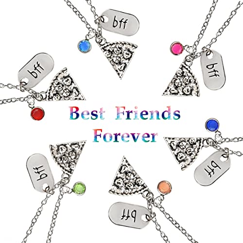 YOIVY Best Friend Cheese Pizza Pendant Necklace Crystal Charm BFF Friendship Matching Necklace Set Gift for Friends Unisex (A Pizza (6 Pcs)) - Image 2