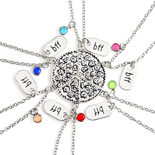 YOIVY Best Friend Cheese Pizza Pendant Necklace Crystal Charm BFF Friendship Matching Necklace Set Gift for Friends Unisex (A Pizza (6 Pcs)) - Image 1