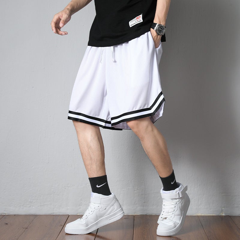 Mens Summer Basketball Shorts Breathable Quick-Dry White  - Image 5