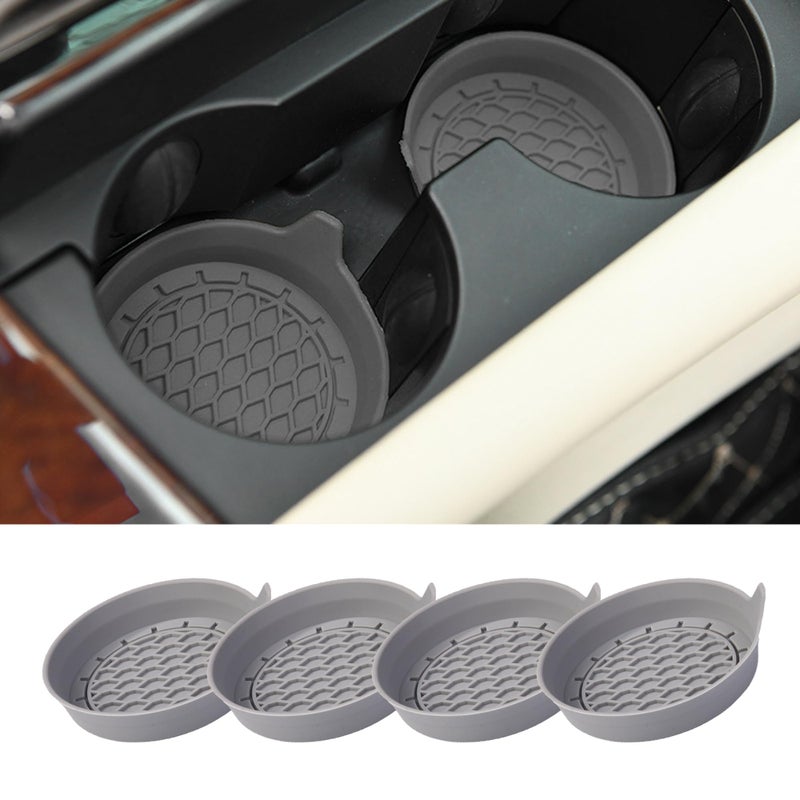 Tioollev 4PCS Car Cup Holder Coaster Silicone NonSlip Vehicle Cup Holder Insert Pads Automotive Interior Insulation Drink Cup Mats Decor Accessories Universal for SUV Sedan Truck Gray - Image 3