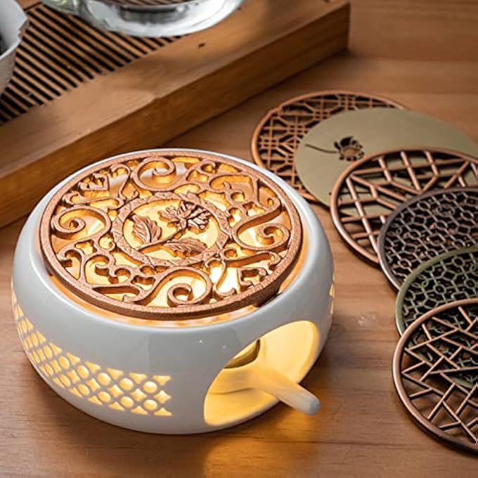 Sorandy Ceramic Teapot Warmer Tea Warmer For Glass Teapot Ceramic Base Heating Tea Light Warmer Heatproof Dish Warming Tools For Tea Kettles And Mugs 58 X 24Inch White fpmwhg0Vdt - Image 4