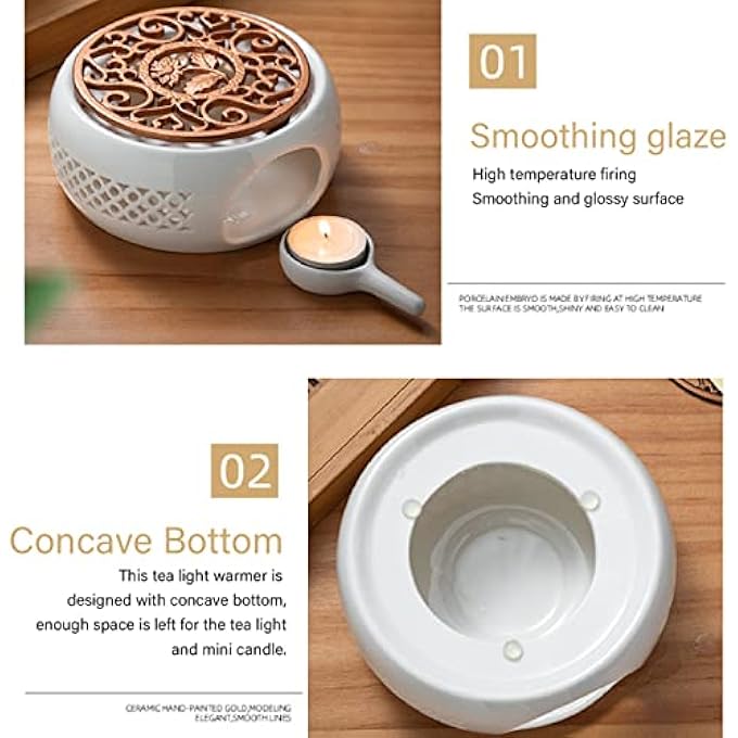 Sorandy Ceramic Teapot Warmer Tea Warmer For Glass Teapot Ceramic Base Heating Tea Light Warmer Heatproof Dish Warming Tools For Tea Kettles And Mugs 58 X 24Inch White fpmwhg0Vdt - Image 5
