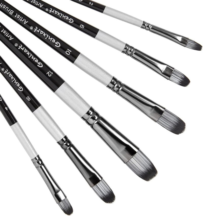 chrome Chrome Filbert Paint Brushes Set - 6 Pcs Artist Paintbrushes for Acrylic, Oil, Watercolor Painting - Premium Nylon Hair Art Paint Brush for Beginners and Professionals - Image 1