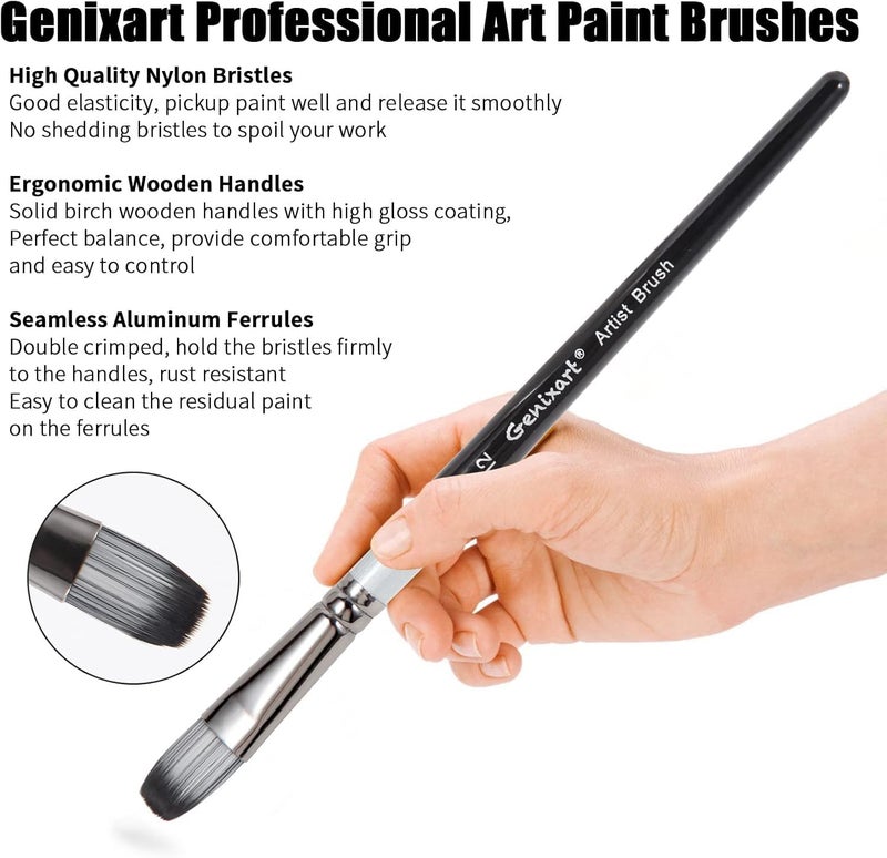 chrome Chrome Filbert Paint Brushes Set - 6 Pcs Artist Paintbrushes for Acrylic, Oil, Watercolor Painting - Premium Nylon Hair Art Paint Brush for Beginners and Professionals - Image 4